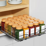 RCHYFEED Pull Out Spice Rack Organizer for CabinetSlide out Spice Organization for Inside CabinetsHeavy Duty Seasoning Organizer Fits Kitchen and PantrySaucesCanned (10.5Wx10.5Dx2.5H)