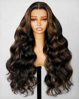 Arabella 6X5 Wear and Go Glueless Wigs Human Hair Pre plucked Pre Cut + High Density 220% Salon-Quality Closure Wigs Human Hair Balayage FB30 Highlight Ombre Lace Front Wig human hair（22Inch）