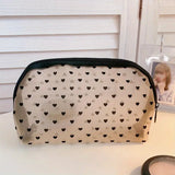 Cute Heart Print Mesh Makeup Bag - Stylish Cosmetic Organizer