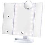 HAMSWAN Makeup Mirror Vanity Mirror with Lights Lighted Makeup Mirror with 1X 2X 3X 10X Magnifying Touch Control Design Dual Power Supply Portable LED Makeup Mirror Women Gift (White+10X)