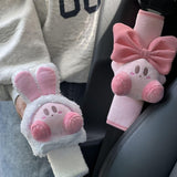 Car Seat Belt Cover Kirby Stocking Stuffers Cute Creative Toy Safety Seatbelt Shoulder Pad Auto Accessory Neck Cushion Protector Seatbelt Shoulder Protector Nice Gift (2-Pack (Rabbit & Bowknot))