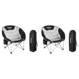 KingCamp Folding Portable Saucer Moon Lounge Chair with Cupholder Storage Pocket for Indoor Home or Outdoor Camping and Tailgating Black/Medium Gray