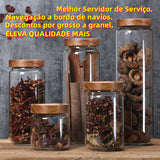 Airtight Wooden Lid Glass Storage Jars for Food