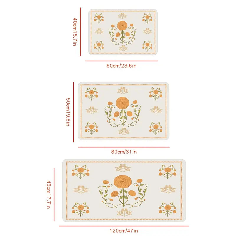 Elegant Floral Kitchen Mat - Adds Color to Your Home