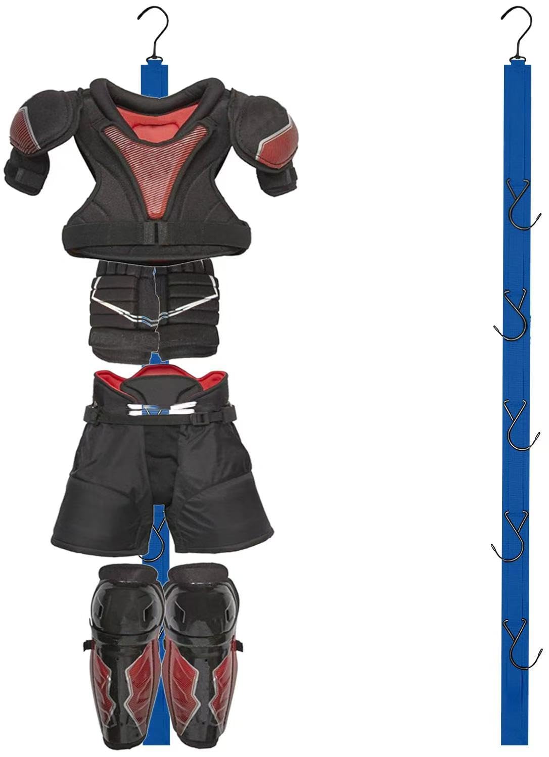 Hockey Hanger Portable Hanging Drying Rack Sports Gear Organizer Hanging Straps with 5 Hooks Hockey Gifts for Home Travel & Outdoor Using in Ice Hockey Skating Football Lacrosse Camping (Blue)
