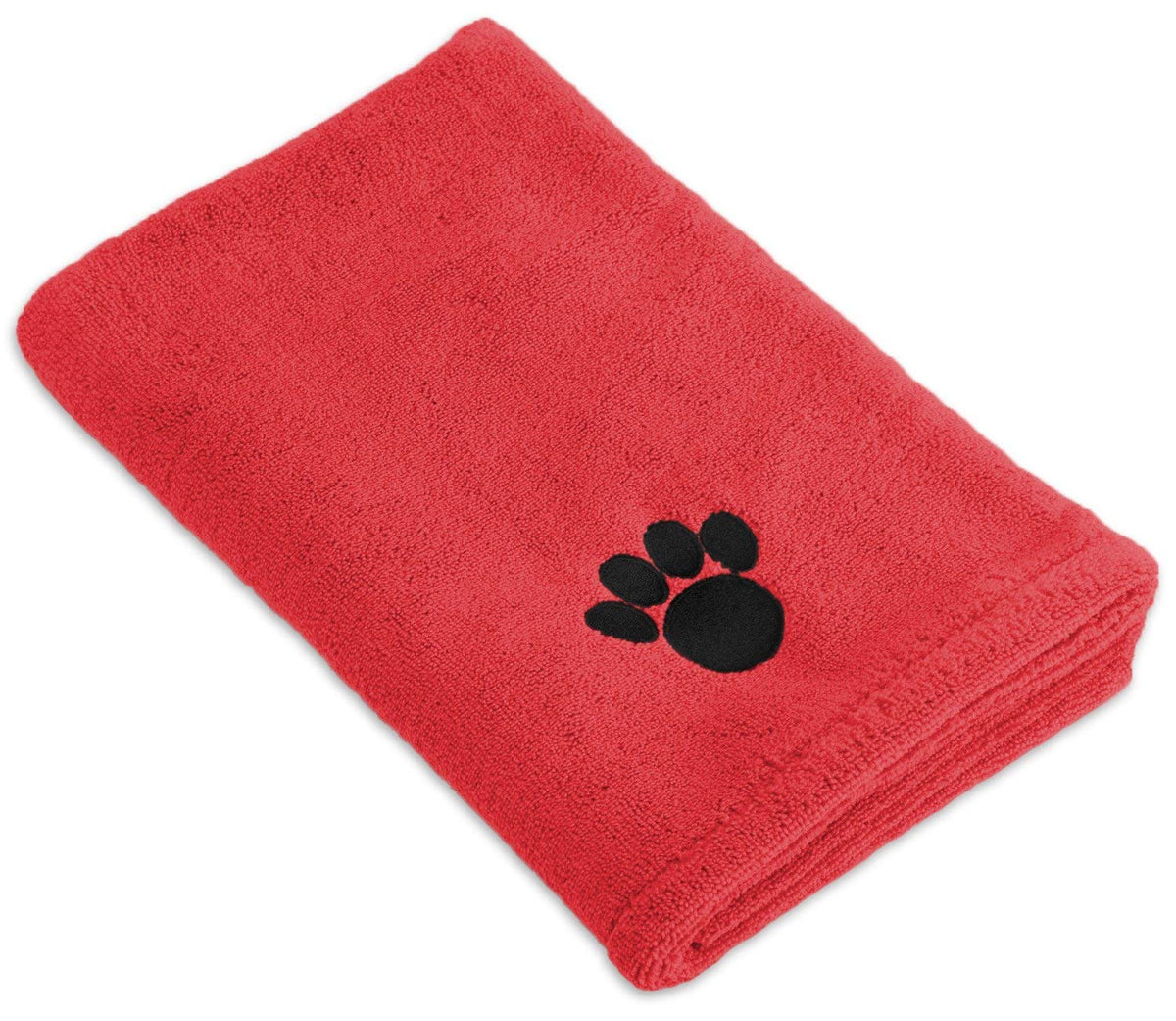 Bone Dry Embroidered Pet Grooming Towel Collection Absorbent Microfiber X-Large 41x23.5 Red