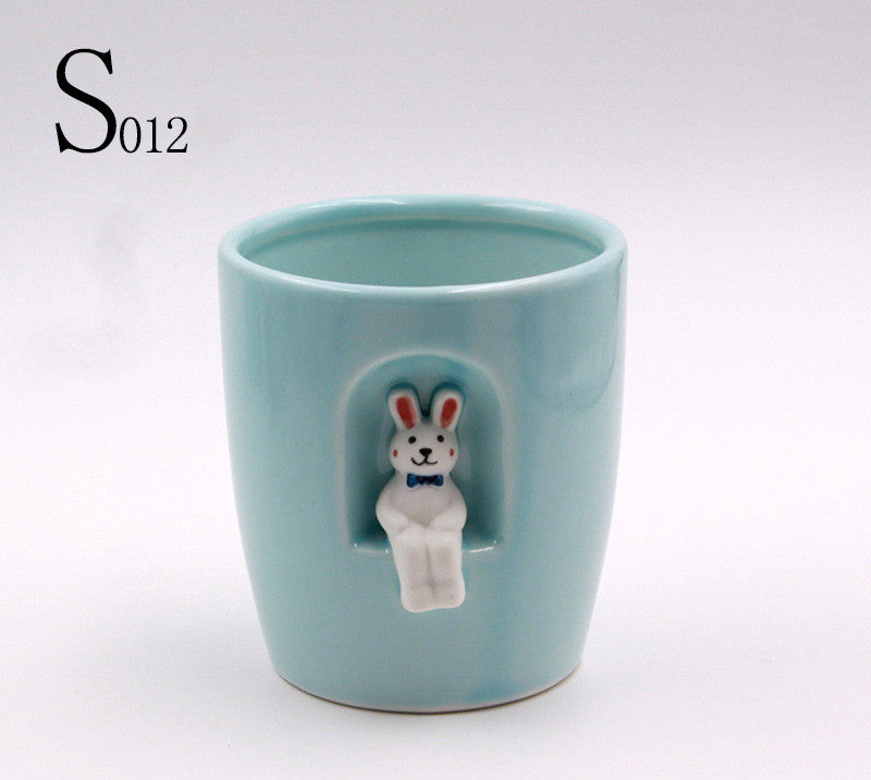 Creative Ceramic Cactus Planter with Animal Design