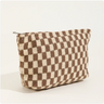 Large Wool Chessboard Cosmetic Bag