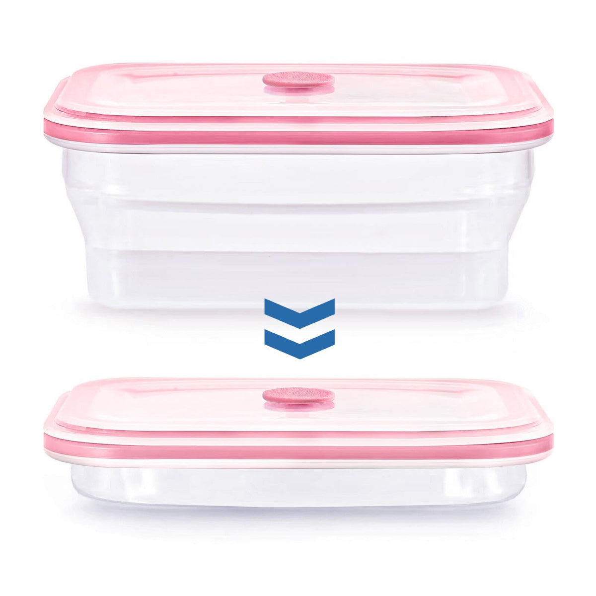 DERUI Collapsible Food Storage Containers Premium Silicone BPA FreeMicrowave and Oven Safe Container with lids For Travel Camping or Baking 1200ml/40.6OZ(Pink1Pack)