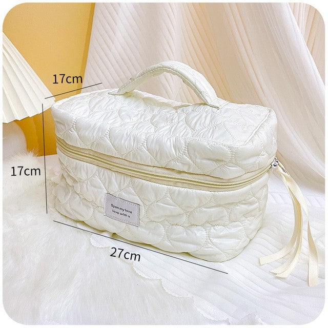 Solid Color Large Makeup Organizer Bag for Women