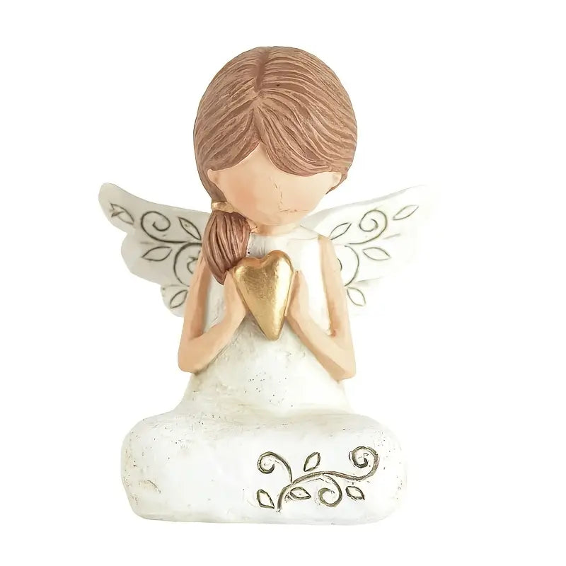 Resin Angel Ornaments Holding Heart for Home Decor