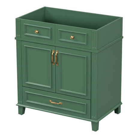 30 Inch Bathroom Vanity Without Top, Solid Wood Frame Bathroom Storage Cabinet With Soft Close Door, Frame Only Bathroom Storage Cabinet, Vintage Style, Green