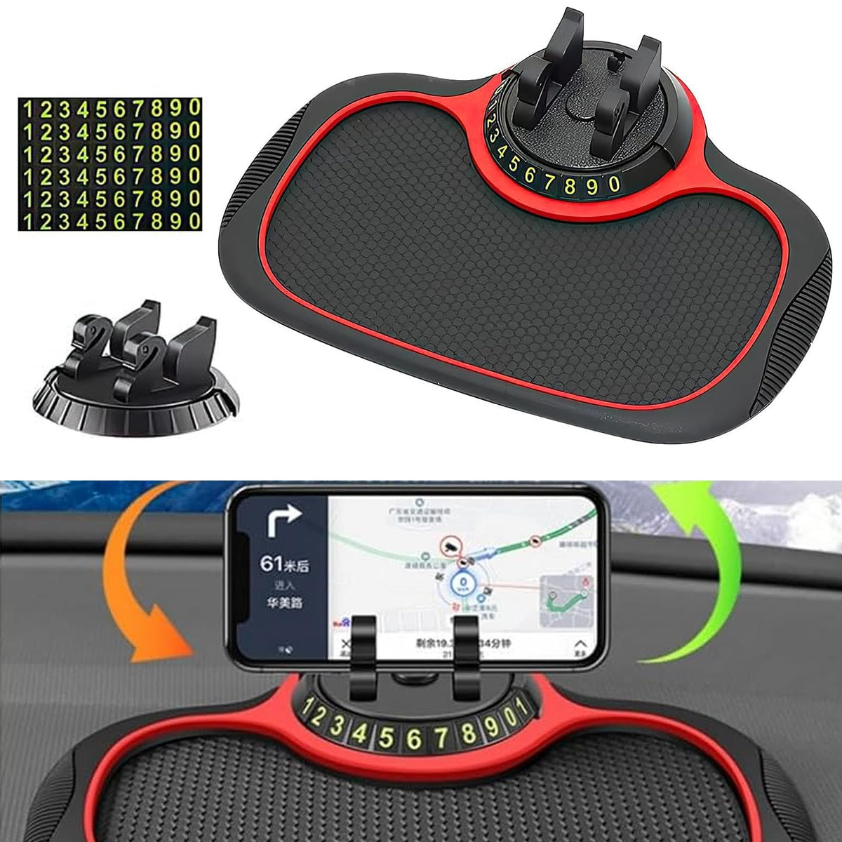 Balekotty Multifunction Car Anti-Slip Mat Auto Phone Holder Dashboard Mat with Phone Holder for Car Universal Car Phone Mount Silicone Car Pad Mat for Phones Keys Gadgets