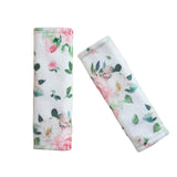 HPIENOYA Car Seat Strap Covers for Baby Toddler Kids Soft Car Seat Straps Shoulder Pads for All Car SeatsStroller PushchairHigh Chair (White Flower)