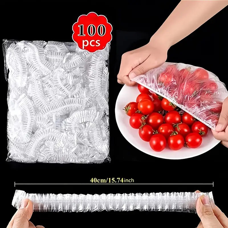 Disposable Plastic Food Storage Covers - 50/100pcs Set