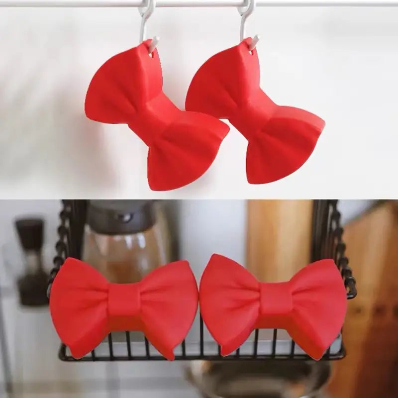 2pcs Bowknot Silicone Heat Insulation Pot Clips