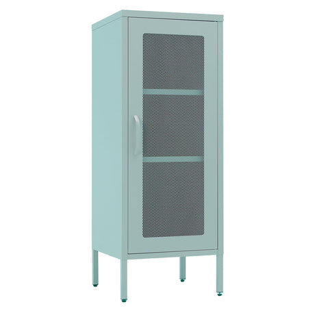Slim Metal Storage Cabinet with Mesh Doors - 42 Tall Narrow Organizer Tower Compact Freestanding Cabinet Versatile Utility Storage for Home Office Bedroom or Kitchen Durable and Modern Design