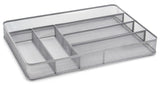 TQVAI Mesh Cutlery Tray 6 Compartments Kitchen Silverware Holder Utensil Flatware Organizer Silver
