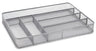 TQVAI Mesh Cutlery Tray 6 Compartments Kitchen Silverware Holder Utensil Flatware Organizer Silver