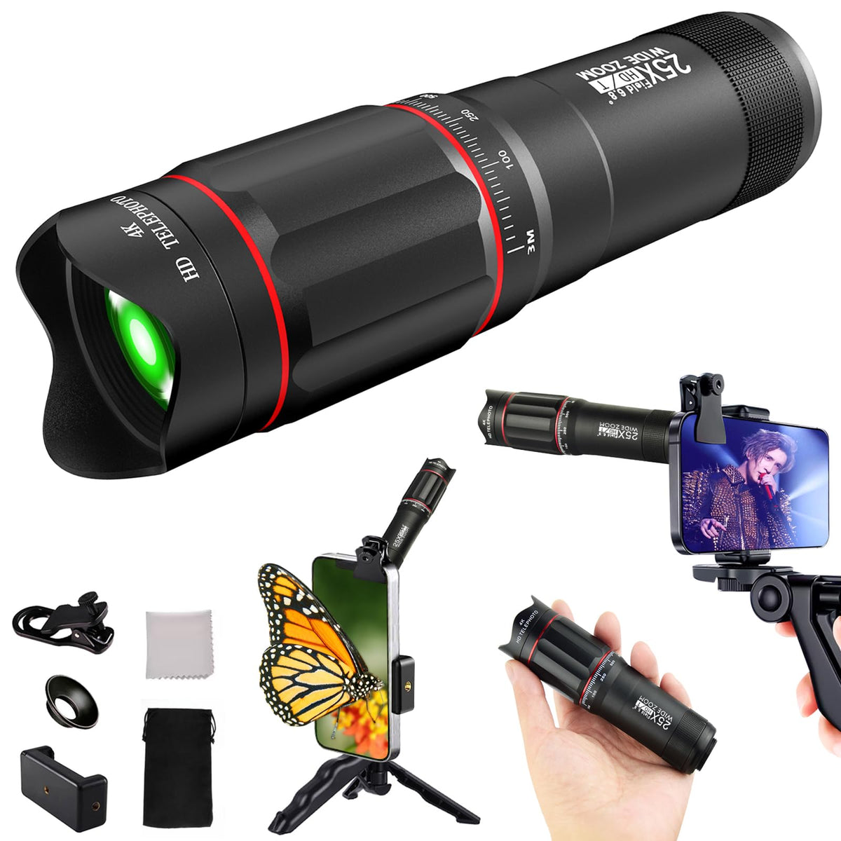 40X Monocular-Telescope Smartphone Monoculars for Adults High Definition for Music ConcertWildlife Bird Watching Travel Camping Hiking
