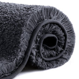 VANZAVANZU Bathroom Rugs Bath Mats for Bathroom Non Slip Ultra Soft Absorbant Bath Mats Microfiber Fluffy Thick Bathroom Rugs Machine Washable (24"x36" Black)