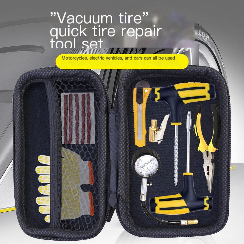 Car and Motorcycle Tire Repair Tool Kit with Glue