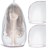 Hillban 3 Pcs Nylon Wig Storage Bags Wig Packaging Bags Wig Bags to Protect from Dirt and Dust Bundles Hair Extension Storage for Home Travel Salon Use