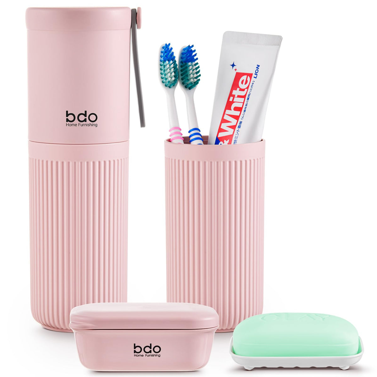 VITVITI Portable Travel Soap Toothbrush Case Travel Toothbrush and Toothpaste Holder Soap Container Round Travel Toothbrush Carry Case for Bathroom/Back to School (Pink)