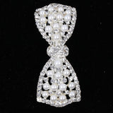 Elegant Pearl Bow Hair Clip with Diamond Accents