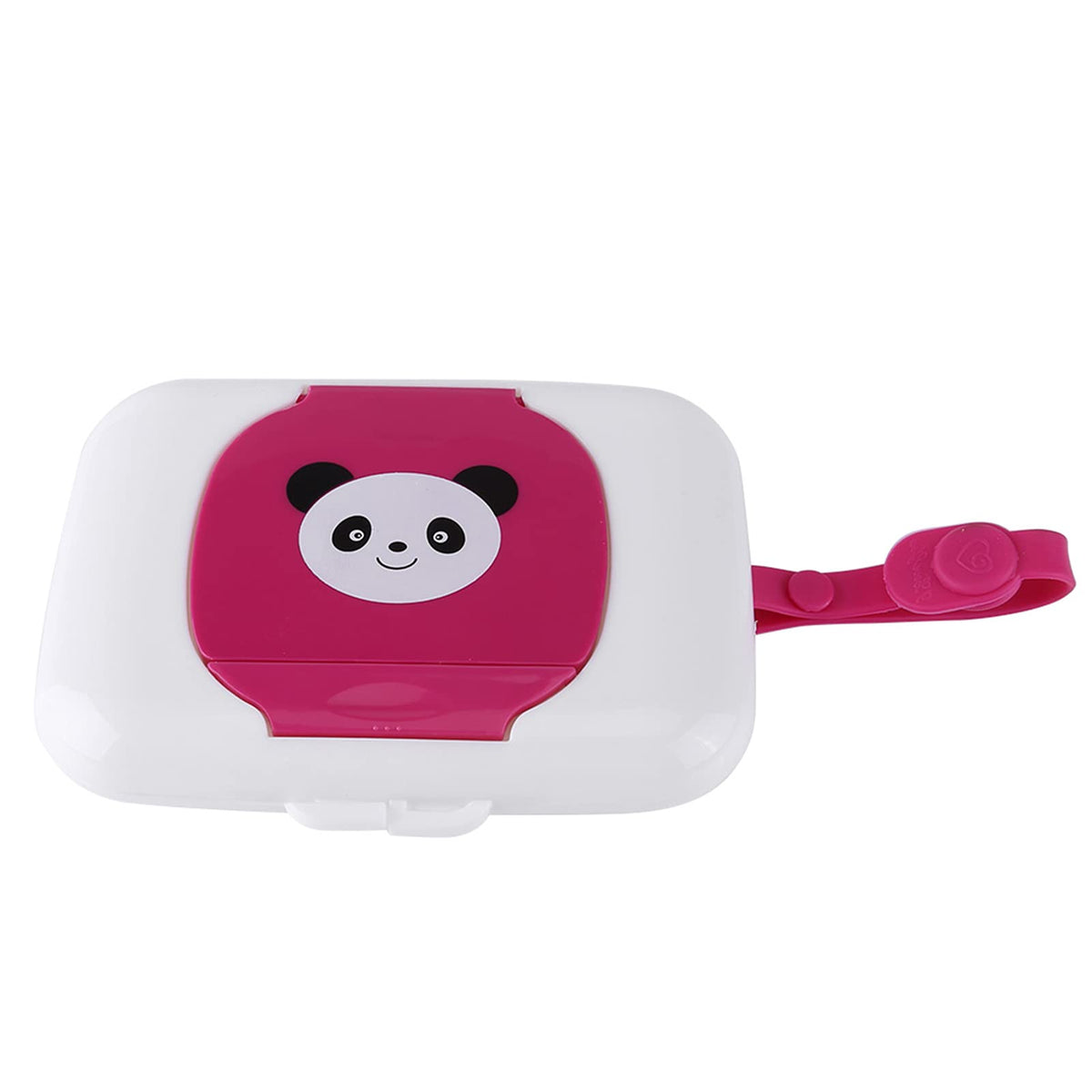 Baby Wet Wipes Box Reusable Portable Wipes Container Outdoor Travel Stroller Wet Wipes Box for Car Bathroom Living Room (Rose Red Panda)