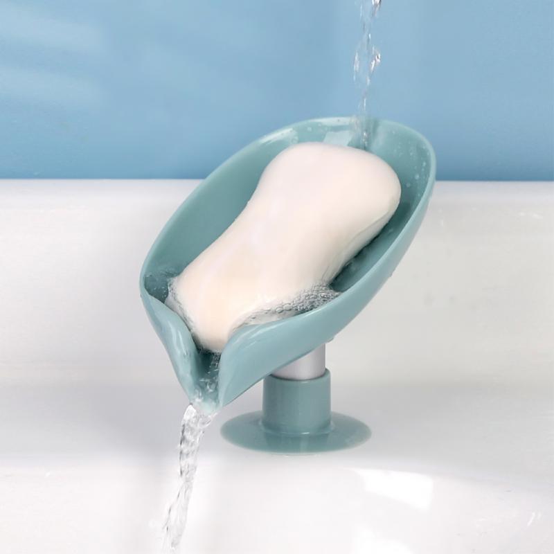 Leaf Shape Soap Box with Drain for Bathroom Storage