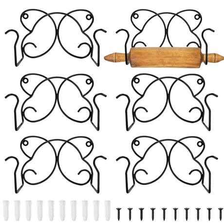 ZAVOOS 5 Pack Rolling Pin Holder Wall Mount Roller Display Rack Butterfly-shape Metal Towel Holder for Bathroom Kitchen Utensil Bottle Storage Hook for Home Decor Store Restaurant