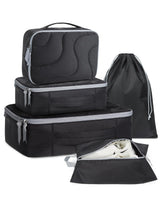 BAGSMART Puffy Packing Cubes for Travel Ultra-Light 5 Set Travel Bags Organizer for Women Quilted Wave Pattern Luggage Organizers for Suitcases Black