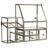 Hersoo Glass Antique Brass Stackable Drawer Set Makeup Organizer for Vanity Antique Countertop Vanity Cosmetic Storage Box Mirror Glass Beauty Display