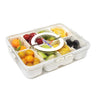 ALMORS Divided Serving Tray with Lid and Handle - Snackle Box Container Storage Organizer for CandyFruitsNuts - Charcuterie Container Portable Snack Tray Box - 1 Pack white