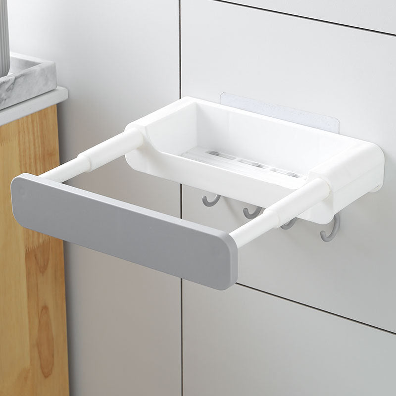 Retractable Wall-Mounted Bathroom Organizer with Hooks