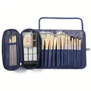 Portable Roll-Up Makeup Brush Organizer for Women