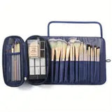 Portable Roll-Up Makeup Brush Organizer for Women