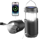 Solar Camping LanternRechargeable LED Lights 5000mAh Waterproof Solar Powered/ Hand Crank Powered Rechargeable Lantern Emergency Lights for Power Outages Hiking Campsites Emergencies
