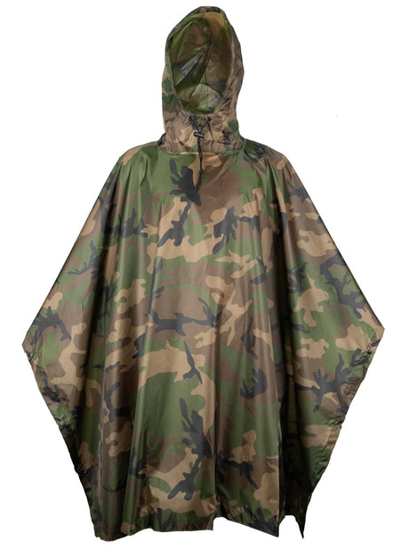 LOOGU Military Poncho Camo Poncho Waterproof Emergency Raincoat Lightweight for Outdoor Hunting Hiking Camping