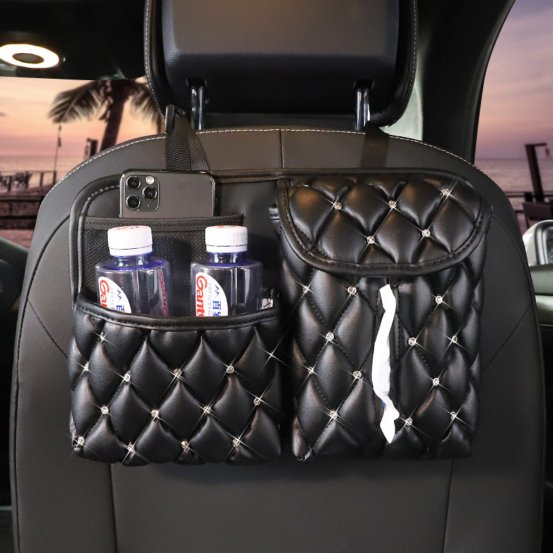 Creative PU Leather Car Seat Back Organizer Bag