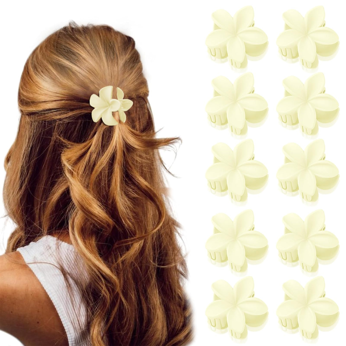 VELSCRUN Hair Clip Flower Hair Clips for Women Girls 10Pcs Mini Hawaiian Flower Clips 1.2" Matte Tiny Clips Teen Girls Beach Tropical Hair Accessories Gifts