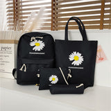 Daisy Print Backpack Set for Students (4 Pieces)