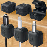 Magnetic Cord Organizer 6Pcs Magnetic Cable Clips Adhesive Cord Holder Under Desk Charger Cord Holder Management for Home Kitchen Appliances Office Desktop Car Nightstand - Black