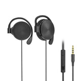 leqingchun Clip-on Headphones subwoofer Stereo Wired Headphones Compatible with 3.5mm Interface Device with Microphone（Black）
