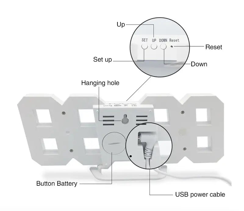 LED Digital Wall Clock with Alarm - Home Decor Item
