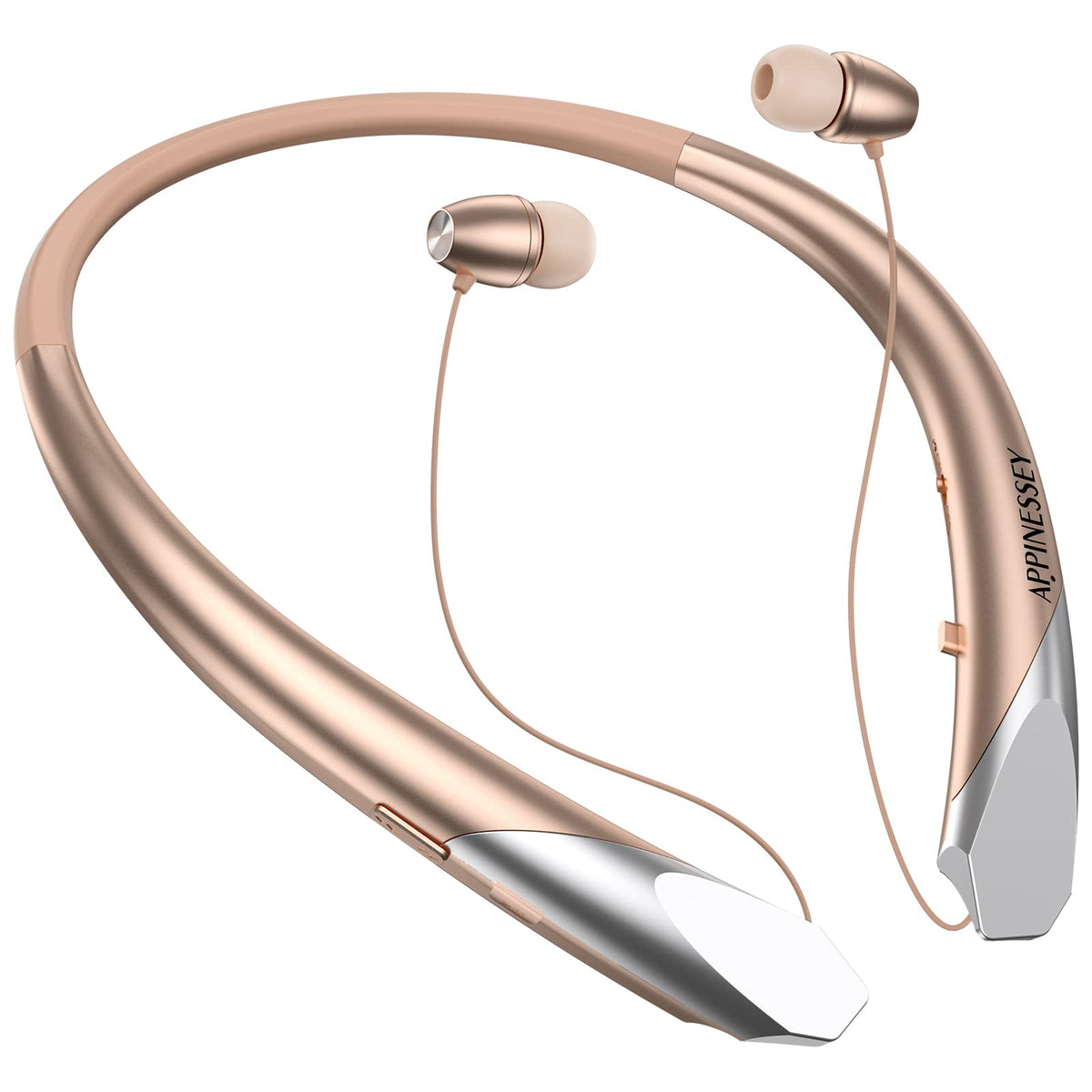 Neckband Bluetooth Headphones Bluetooth Headphones with Microphones & Call Vibration Sport Sweatproof Stereo Noise Cancelling Wireless Headphones with Retractable Earbuds for Sport (Rose)