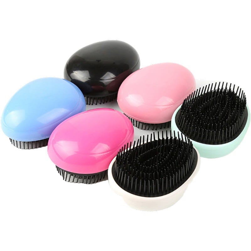 Smooth Black Plastic Egg Massage Hair Comb