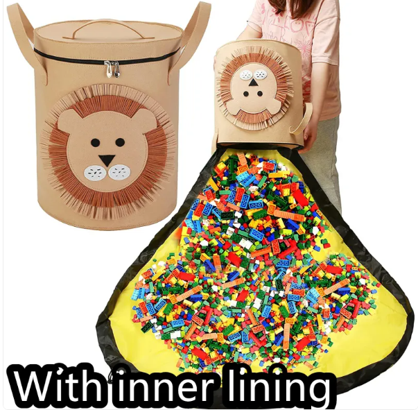 Felt Storage Bag Toy Play Mat 2 In 1 Pull Rope
