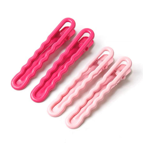 Pink Flat Hair Clips for Styling - 4Pcs Alligator Metal Hair Clips Duck Billed Hair Accessories No Bend No Crease Hair Pins Hair Barrettes for Women Girls Hairstyling Bangs Makeup
